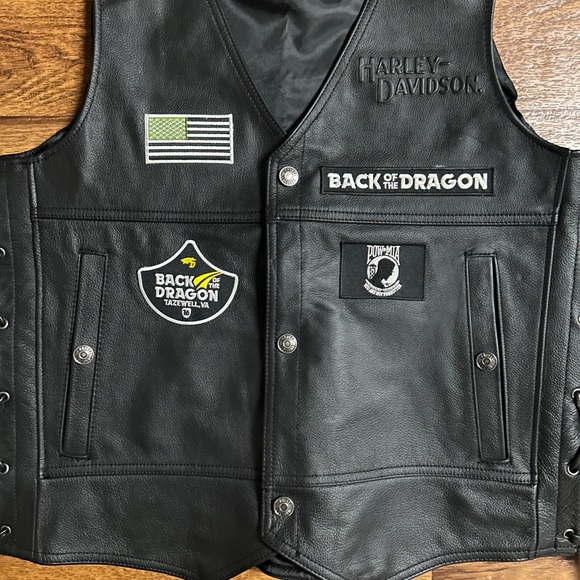 Harley-Davidson • Large • Cowhide Leather • Men’s • Black • 4 Patches • Vest - Picture 11 of 15